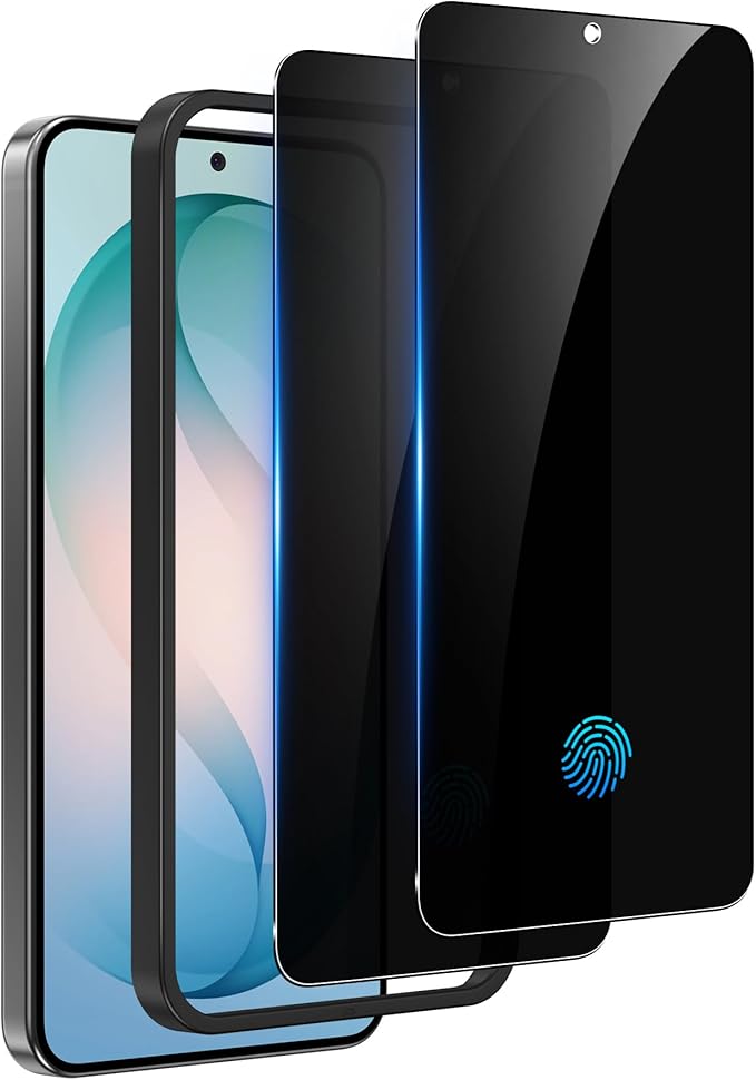 2 Pack for Samsung Galaxy S26 Plus Privacy Screen Protector Tempered Glass, Fingerprint Unlocking, 25° Anti Spy, Full Coverage, Case Friendly, Easy Installation