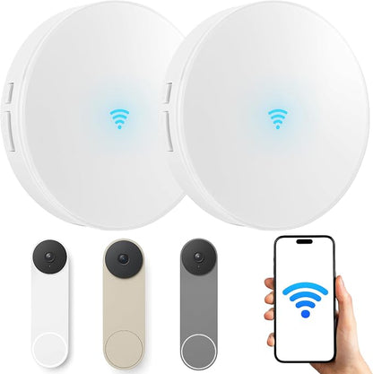 Smart Wi‑Fi Doorbell Chime for Google Nest All Models,No Wiring | 999+ Expandable Chime, No Range Limit, 3-Min Setup via Google Home App, 32 Tones,5 Volume Levels, for Large Home Villa Office