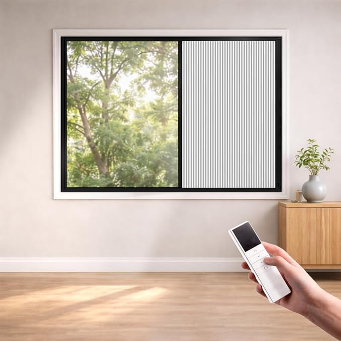 Godark Motorized Bottom Up Celllular Shades WiFi Enabled Smart Honeycomb Blinds Works with Alexa/Google Home Easy Install Blackout Window Blinds with Aluminum Frame Customize Size-White(Black Frame)