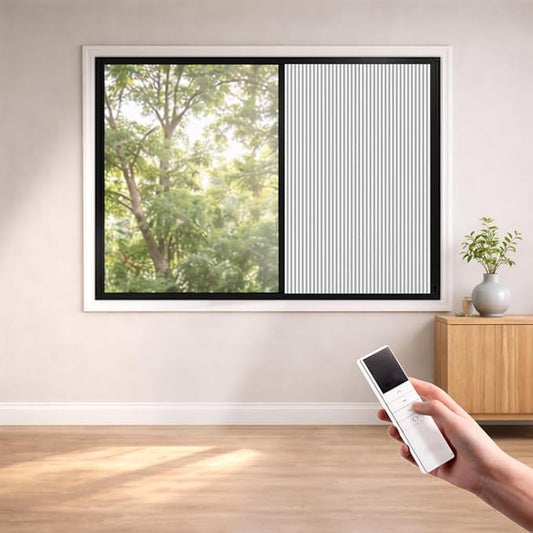 Godark Motorized Bottom Up Celllular Shades WiFi Enabled Smart Honeycomb Blinds Works with Alexa/Google Home Easy Install Blackout Window Blinds with Aluminum Frame Customize Size-White(Black Frame)