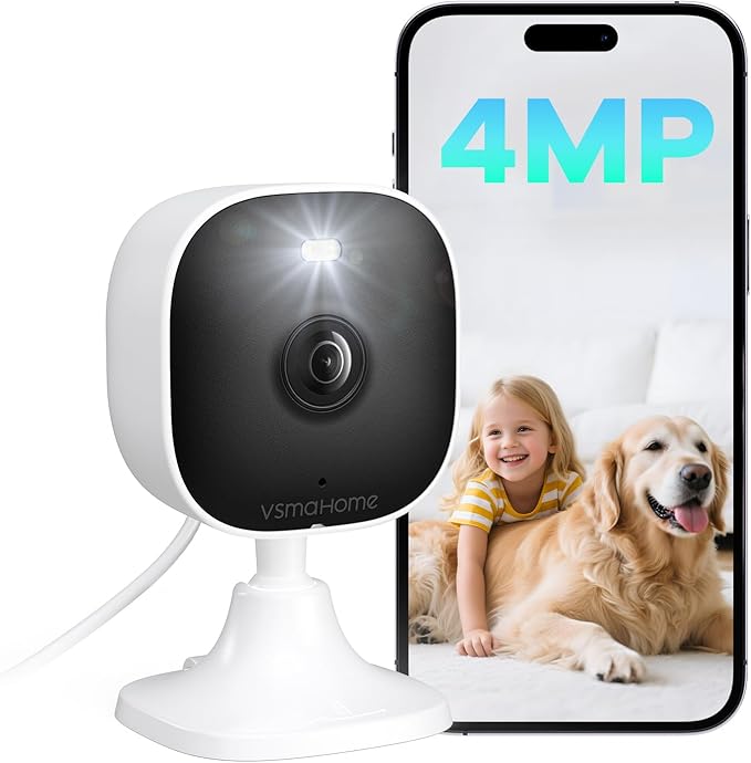 4MP Outdoor Security Camera, 2.4g/5g Outdoor Cameras for Home Security Indoor,House Cameras with Audio and Video, Plug and Play, Support 128G Card Storage(Not Included)