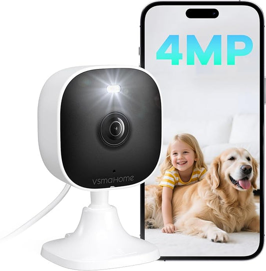 4MP Outdoor Security Camera, 2.4g/5g Outdoor Cameras for Home Security Indoor,House Cameras with Audio and Video, Plug and Play, Support 128G Card Storage(Not Included)