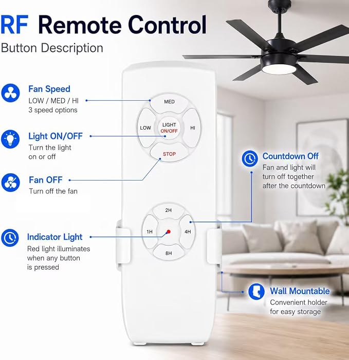 QIACHIP Upgraded WiFi Universal Ceiling Fan Light Remote Control Kit with Mute, Timing Function, Wireless APP Controllor Compatible for Alexa 2 Pack