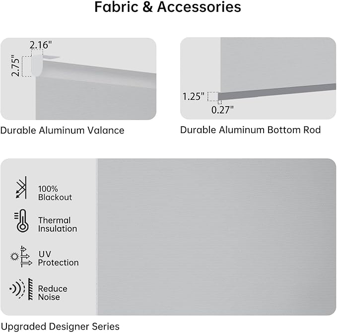 Motorized Coupled Shades, Blackout Smart Blinds for Large Windows Automatic Blinds Compatible with Alexa, Motorized Roller Shades Customized for Bedroom Home Office(Blackout-Vinyl Smoky Grey)