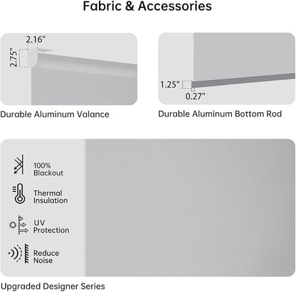 Motorized Coupled Shades, Blackout Smart Blinds for Large Windows Automatic Blinds Compatible with Alexa, Motorized Roller Shades Customized for Bedroom Home Office(Blackout-Vinyl Smoky Grey)