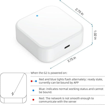 G2 Gateway for TT/DD Lock App, Gateway for Smart Door Lock with Remote Control, Only Work 2.4G Wi-Fi, Compatible with Alexa Voice Control