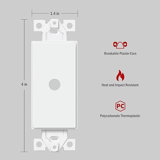 ENERLITES 0.406” Rotary Dimmer Shaft Adapter Insert for Decorator Wall Plates, 1-Gang Polycarbonate Thermoplastic, ETL Listed, 6061-W, White