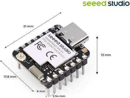 Seeed Studio XIAO MG24 Sense (Pre-Soldered) - Silicon Labs EFR32MG24, Matter庐 Native Over Thread/BLE 5.3, Arduino Compatible, 1.95渭A Ultra-Low-Power, On-Board IMU/Micphone/Antenna, 19 GPIOs