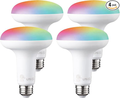 TORCHSTAR BR30 Smart Flood Light Bulbs, RGBCW Color Changing LED Recessed WiFi Bulb, 800lm 9W(60W Eqv.), Dimmable, Compatible with Alexa & Google Assistant, ETL Listed, E26, No Hub Required, Pack of 4