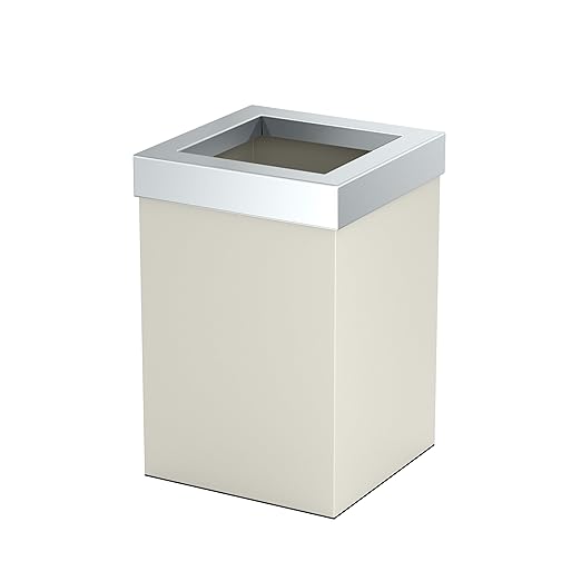 Gatco Small Bathroom Trash Can with Lid, Square 3 Gallon Stainless Steel Wastebasket, Under Sink, Matte Pearl and Chrome, for Bathroom, Bedroom, Office (1935C)
