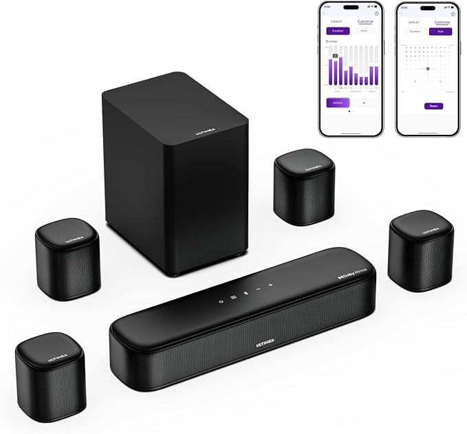 ULTIMEA 7.1ch Sound Bar with Dolby Atmos, 4 Surround Speakers, Aura A60