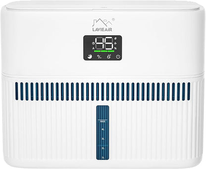 LAVIEAIR Evaporative Humidifiers for Bedroom, Living Room, Nursery, Large Room up to 300 ft², Mist-free No White Dust Top Fill Humidifier for Baby, Plants, 5L Tank, Max 48H Runtime, Easy to Clean