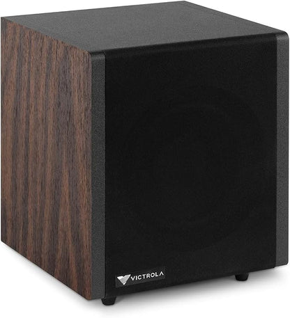 Victrola S1 Subwoofer – 6.5" Front-Firing Woofer, 6.5" Passive Radiator & Powered Wireless Subwoofer, 70W Amplifier, Volume Control, Bluetooth 5.0 Connectivity (Espresso)