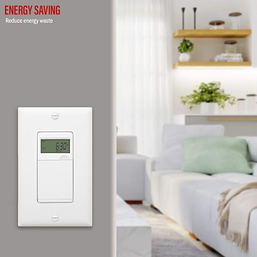 ENERLITES - HET01-C-W Programmable Digital Timer Switch for Lights, Fans, Motors, 7-Day18 ON/OFF Timer Settings, Single Pole, Neutral Wire Required, UL Listed, HET01-C, White | UL Listed, Digital In-Wall Switch Timer with 18 ON/OFF Settings, Neutral Re...