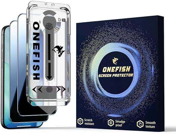 OneFish Screen Protector Privacy Glass for iPhone 17 Pro [6.3 Inch] Airbag Edge Protection,Anti Spy Private Tempered Film with Installation Frame, 9H Glass Scratch Resistant, Easy Installation, 2 Pack.