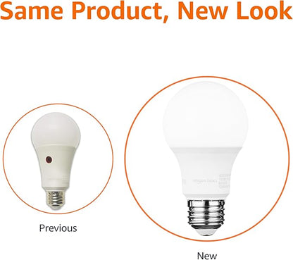 Amazon Basics A19 Dusk to Dawn Sensor LED Outdoor Light Bulbs, 60W Equivalent, Energy-Efficient 9W, Daylight White 5000K, E26 Base, Auto On/Off, Porch, 10,000 Hours, 6-Pack