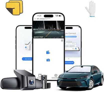 OEM Style Front 4K + Rear 1080p Dash Cam for Toyota Camry 2021 2022 2023 2024 LE L XLE TRD XSE SE Hybrid (Gen8/XV70), OEM Look, 2160P UHD Video， WiFi & APP, Loop Recording, Easy to Use,128G