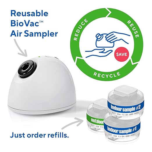 3 ROOM KIT | Test Your Air! Professional Quality Mold Test Kit for Home - All Fees Included - 1, 2 & 3-Room Test Kits & Refills - Reusable BioVac™ Air Sampler - Full Mold Type & Quantity Analysis