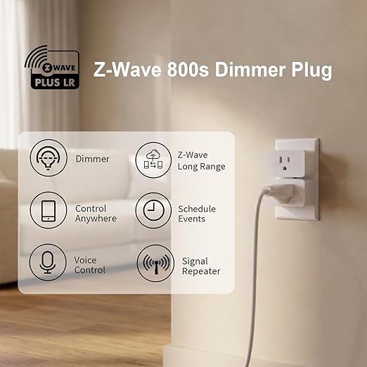 Minoston 800 Series Z-Wave Plug Dimmer Smart Plug-in Outlet, Built-in Repeater Range Extender, Z-Wave Hub Required, Compatible with Alexa, SmartThings, Z-BOX, Home Assistant (MP31ZD)