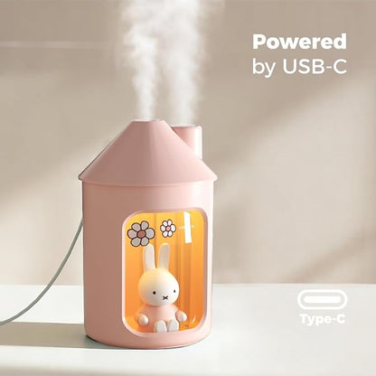 MIPOW x Miffy 2.0 Humidifier, Smart App Control RGB LED Night Light, Dual Spray Ultrasonic Cool Mist Humidifier, 500ml Portable Quiet Humidifier for Bedroom Office Nursery,Pink Ideal Gift