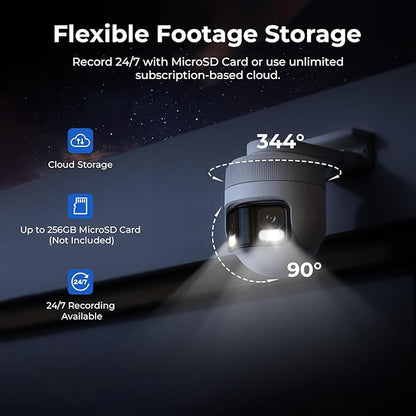 IMILAB EC6 Panorama 3.5K WiFi Plug-in Spotlight Camera: 180° Utra Widely View w/344° Rotatable Dual-Lens Security Camera Outdoor, 6MP Clarity Surveillance Cam, Motion Detection, Color Night Vision