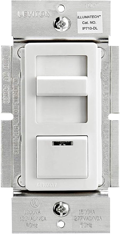 Leviton IllumaTech Dimmer Switch for 0-10V LED, Mark 7 Florescent Ballasts, wth LED Locator Light, IP710-DLZ, White with Ivory and Light Almond Faceplates