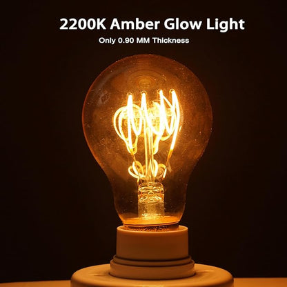 Dimmable LED Edison Light Bulbs 4W 40 Watt Vintage Warm A19 E26 2200K Light Bulbs Antique Spiral Decorative Amber Light Bulbs, CRI 90+, Pack of 2