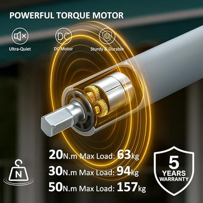 AC120V Dry Contact Tubular Motor for Blinds, 45mm Hardwired Electric Awning Motor with Remote, Smart Home Relay Control for Roller Shades SX-TM45E-D (50 N.m for Φ63mm（2-1/2"") Groove Tube