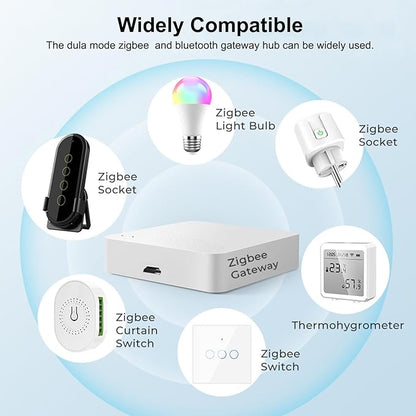 ZigBee 3.0 Hub WiFi & Bluetooth Dual Mode Gateway,Tuya Smart Bridge Wireless Remote Controller,Intelligent Bridge Wireless Smart Gateway Voice Control via Alexa, Google Home. Only Tuya Products