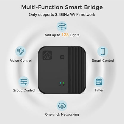 XMCOSY+ Smart Bridge for Smart Solar Outdoor Lights with Motion Sensor, Supports to 128 Devices, 2.4GHz WiFi, Remote Control, Works with Alexa & Google Home, Compatible with Bluetooth & Mesh Devices