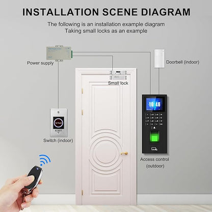 Complete Biometric Fingerprint Security Access Control System Kit, RFID T9 Keypad Door Lock, Time and Attendance System, Smart Remote Door Opener, Miniature Lock, Doorbell, Sensor Switch