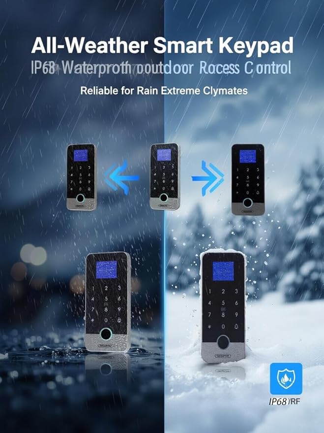 Waterproof Smart Home Security Systems Fingerprint,Password,Tuya Remote Unlock,IC Keychain Multiple Methods，with Door Switch,Power Supply DC 12V,Electric Drop Bolt