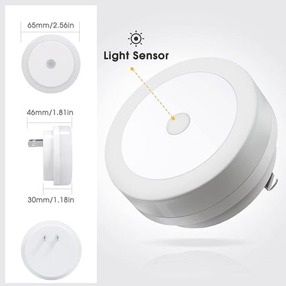 Briignite Night Lights Plug into Wall, [2 Pack], Nightlight with Light sensors, LED Night Light for Kids Room, Baby Night Light, Bathroom NightLights, Stair Lights, Hallway Light, Warm White