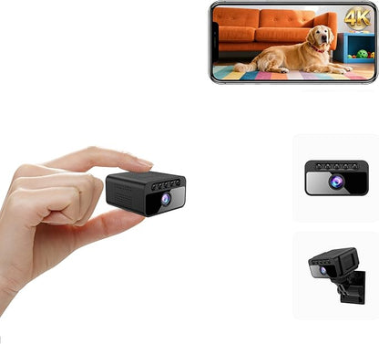 Hidden Camera with Cloud, 4K HD WiFi Mini Spy Camera 150° View Video, Wireless Indoor Surveillance Secret Camera, Smart AI Motion Detection/Night Vision for Home Security Small Nanny Cam (Black-4K)
