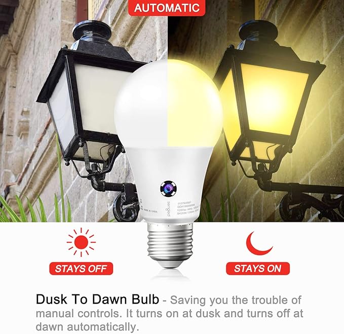 Sengled Dusk to Dawn Light Bulbs Outdoor, 3000K Soft White, A19 LED Sensor Light Bulb, 75 Watt Equivalent, 1200LM, Automatic Photocell Light Bulb for Outdoor Lighting, 4 Pack