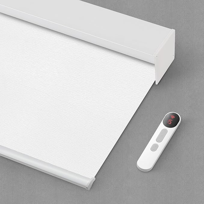 Bringnox Motorized Blinds with Remote,100% Blackout Smart Roller Blinds Compatible with Google Home and Alexa Via HUB,and Motorized Window Blinds Customized