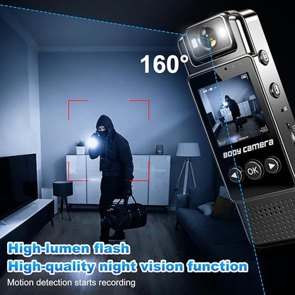4k Mini Body Camera with Audio and Video Recording, 128GB Wearable Camera with 180° Rotating Lens, Chest Camera with Night Vision & 6-Hour Battery Life for Travel, Cycling, Work Security
