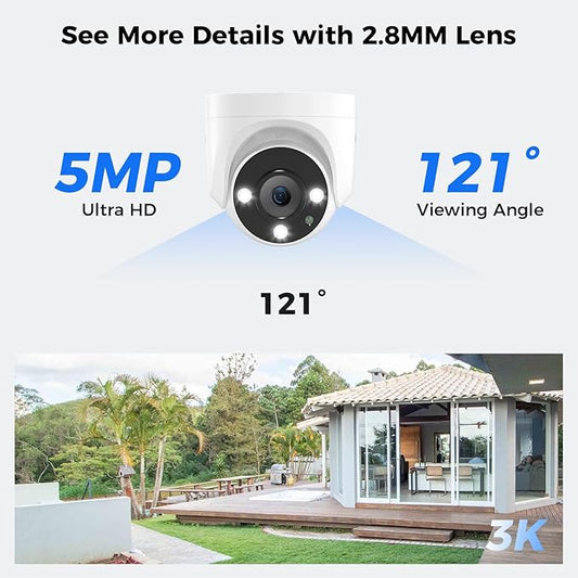 Hiseeu 5MP Analog Wired Security Camera,TVI/AHD/CVI/XVI 2560TVL Dome Comera for 5MP Analog Security Cameara System,Clear Night Vision up to 100ft, Wall& Ceiling Mount Remote Access