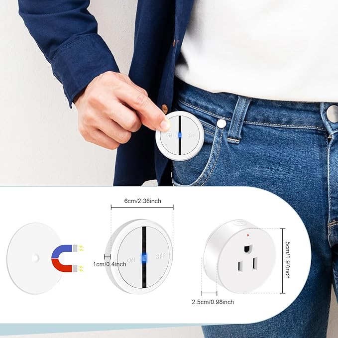 Greencycle Wireless Remote Control Outlet Plug with Switch,On Off Outlet Switch for Light,15A,Renmote Control for Indoor Lights,Lamps,Household,300ft Long Range,No Wiring,White,2SW+1Outlet