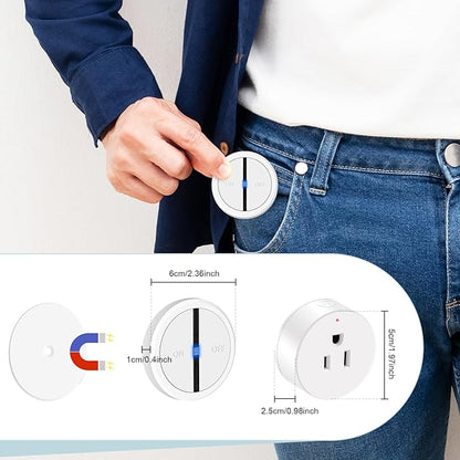 Greencycle Wireless Remote Control Outlet Plug with Switch,On Off Outlet Switch for Light,15A,Renmote Control for Indoor Lights,Lamps,Household,300ft Long Range,No Wiring,White,1SW+4Outlets