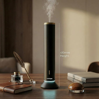 Waterless Essential Oil Diffuser: Smart App & Remote Control, 4000 Sq Ft Coverage, Quiet Aroma Diffuser for Large Room Home Hotel Office, Up to 20H Runtime, 360° Light & Time (Black, Cylindrical)