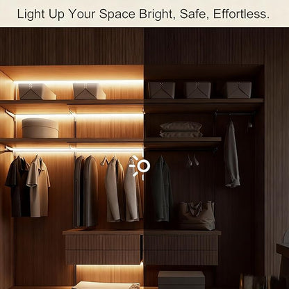 ZSLAIFU 2Pack Battery Powered LED Strip Lights, 3.28FT COB LED Light Strip, Warm LED Strip Light for Under Cabinet, Closet, Shelves, Bedroom, DIY Lighting Battery LED Strip Lights