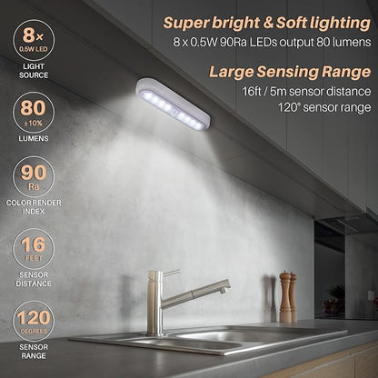 STAR-SPANGLED 9 Pack 7” Motion Sensor Lights Indoor Battery Operated, Stick on LED Light for Closet, Stairs, Under Cabinet, Cool White