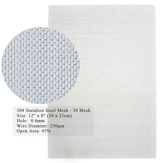 TIMESETL 3 Pcs Stainless Steel Woven Wire 30 Mesh - 12" x 8"(30x21cm) Garden Fence Mesh Cabinets Wire Mesh Window Screen Net