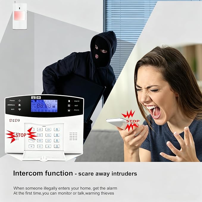 10pcs Wireless DIY Home Burglar Alarm System, 4G WiFi GSM, No Monthly Fee,Home Security with App Alert