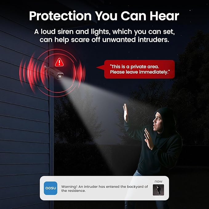 aosu Solar Security Cameras Wireless Outdoor, 2Mins DIY Installation 2K Color Night Vision Cameras for Home Security, Compatible aosuBase Only