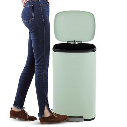 happimess Curtis 8 Gal Step Trash Can Soft Close 25", Pistachio Gelato