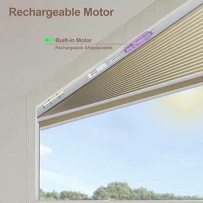 Godark Smart Angled Customized Blackout Honeycomb Blinds Suitable for Trapezoidal/Triangular/Polygonal Windows Motorized Cellular Shades Compatible with Alexa/Google Home/Tuya APP-Light Coffee