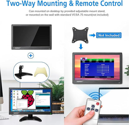 Haiway 15.6 Inch Small HDMI Monitor, 1366x768 Resolution Security CCTV Monitor with HDMI BNC VGA AV USB Ports, Built-in Speakers LED Monitors for PC, Laptop and Computer for Home Office Warehouse
