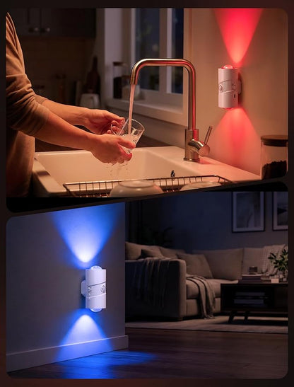 Rechargeable RGB Motion Sensor Night Light, Color Changing LED Night Light with Stick-on Magnet, 4-Level Adjustable Brightness, Nightlights for Bedroom, Bathroom, Hallway, Stairs, Closet, 1-Pack